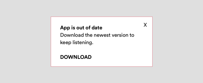 good error message for podcast app
