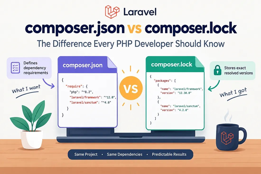 composer.json در مقابل composer.lock - داستان پشت دیپندنسی‌ها