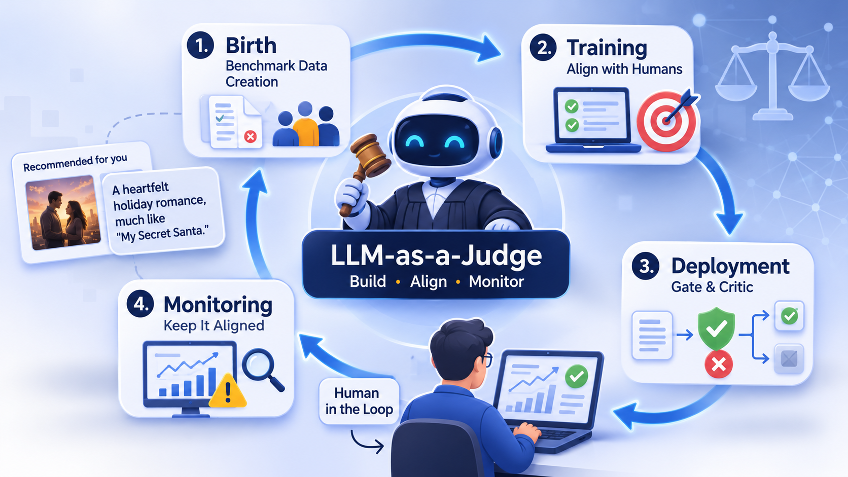 چرخه عمر LLM-as-a-Judge، از ساخت و هم‌راستاسازی تا پایش در مقیاس بزرگ